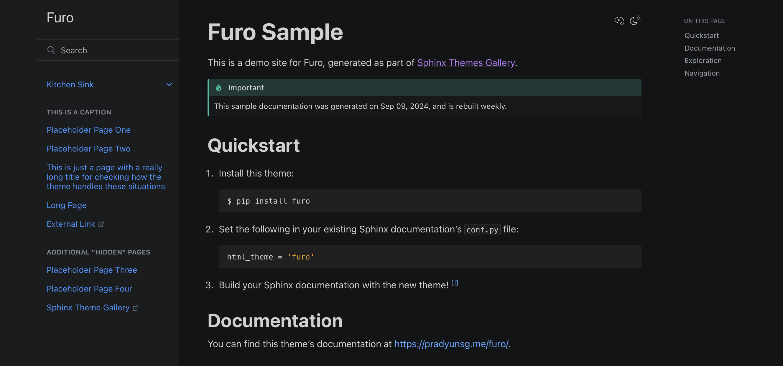 Furo Sphinx Theme Example